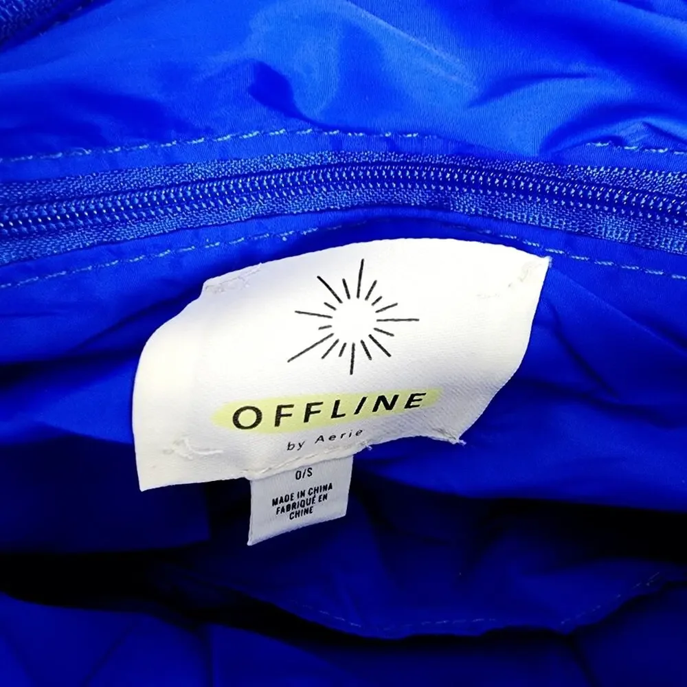 Aerie Offline Puff Love Blue Cosmetic Pouch Mini Bag Puffer Makeup Case NWT Blue